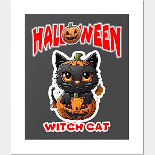 Witch Cat Happy Halloween. Posters and Art